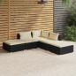 Preview: ARDEBO.de - 5-tlg. Garten-Lounge-Set mit Kissen Poly Rattan Schwarz