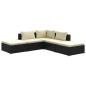 Preview: 5-tlg. Garten-Lounge-Set mit Kissen Poly Rattan Schwarz