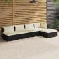 Preview: ARDEBO.de - 5-tlg. Garten-Lounge-Set mit Kissen Poly Rattan Schwarz