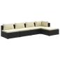 Preview: 5-tlg. Garten-Lounge-Set mit Kissen Poly Rattan Schwarz