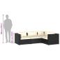 Preview: 4-tlg. Garten-Lounge-Set mit Kissen Poly Rattan Schwarz