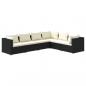 Preview: 6-tlg. Garten-Lounge-Set mit Kissen Poly Rattan Schwarz