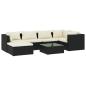 Preview: 7-tlg. Garten-Lounge-Set mit Kissen Poly Rattan Schwarz