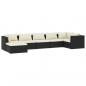Preview: 7-tlg. Garten-Lounge-Set mit Kissen Poly Rattan Schwarz