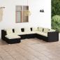 Preview: ARDEBO.de - 7-tlg. Garten-Lounge-Set mit Kissen Poly Rattan Schwarz