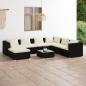 Preview: ARDEBO.de - 8-tlg. Garten-Lounge-Set mit Kissen Poly Rattan Schwarz