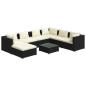Preview: 8-tlg. Garten-Lounge-Set mit Kissen Poly Rattan Schwarz