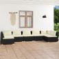 Preview: ARDEBO.de - 7-tlg. Garten-Lounge-Set mit Kissen Poly Rattan Schwarz