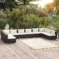 Preview: ARDEBO.de - 10-tlg. Garten-Lounge-Set mit Kissen Poly Rattan Schwarz