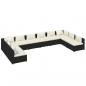 Preview: 10-tlg. Garten-Lounge-Set mit Kissen Poly Rattan Schwarz