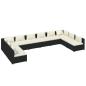 Preview: 10-tlg. Garten-Lounge-Set mit Kissen Poly Rattan Schwarz