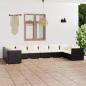 Preview: ARDEBO.de - 10-tlg. Garten-Lounge-Set mit Kissen Poly Rattan Schwarz