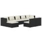 Preview: 9-tlg. Garten-Lounge-Set mit Kissen Schwarz Poly Rattan
