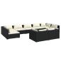 Preview: 9-tlg. Garten-Lounge-Set mit Kissen Schwarz Poly Rattan