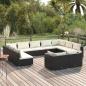 Preview: ARDEBO.de - 11-tlg. Garten-Lounge-Set mit Kissen Schwarz Poly Rattan