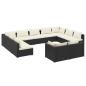 Preview: 11-tlg. Garten-Lounge-Set mit Kissen Schwarz Poly Rattan