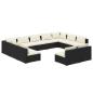 Preview: 11-tlg. Garten-Lounge-Set mit Kissen Schwarz Poly Rattan