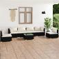 Preview: ARDEBO.de - 7-tlg. Garten-Lounge-Set mit Kissen Poly Rattan Schwarz