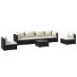 Preview: 7-tlg. Garten-Lounge-Set mit Kissen Poly Rattan Schwarz