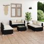 Preview: ARDEBO.de - 7-tlg. Garten-Lounge-Set mit Kissen Poly Rattan Schwarz