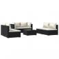 Preview: 7-tlg. Garten-Lounge-Set mit Kissen Poly Rattan Schwarz
