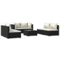 Preview: 7-tlg. Garten-Lounge-Set mit Kissen Poly Rattan Schwarz