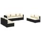 Preview: 7-tlg. Garten-Lounge-Set mit Kissen Poly Rattan Schwarz