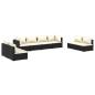 Preview: 8-tlg. Garten-Lounge-Set mit Kissen Poly Rattan Schwarz