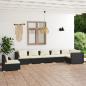 Preview: ARDEBO.de - 7-tlg. Garten-Lounge-Set mit Kissen Poly Rattan Schwarz