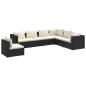 Preview: 7-tlg. Garten-Lounge-Set mit Kissen Poly Rattan Schwarz