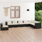 Preview: ARDEBO.de - 8-tlg. Garten-Lounge-Set mit Kissen Poly Rattan Schwarz