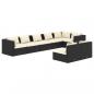 Preview: 8-tlg. Garten-Lounge-Set mit Kissen Schwarz Poly Rattan