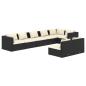 Preview: 8-tlg. Garten-Lounge-Set mit Kissen Schwarz Poly Rattan