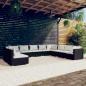 Preview: ARDEBO.de - 10-tlg. Garten-Lounge-Set mit Kissen Schwarz Poly Rattan