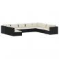 Preview: 10-tlg. Garten-Lounge-Set mit Kissen Schwarz Poly Rattan