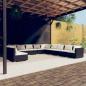 Preview: ARDEBO.de - 11-tlg. Garten-Lounge-Set mit Kissen Schwarz Poly Rattan