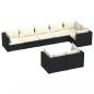 Preview: 8-tlg. Garten-Lounge-Set mit Kissen Schwarz Poly Rattan