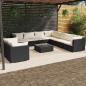 Preview: ARDEBO.de - 10-tlg. Garten-Lounge-Set mit Kissen Schwarz Poly Rattan