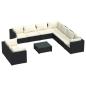 Preview: 10-tlg. Garten-Lounge-Set mit Kissen Schwarz Poly Rattan