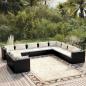 Preview: ARDEBO.de - 10-tlg. Garten-Lounge-Set mit Kissen Schwarz Poly Rattan