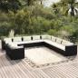 Preview: ARDEBO.de - 11-tlg. Garten-Lounge-Set mit Kissen Schwarz Poly Rattan