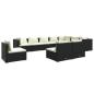 Preview: 10-tlg. Garten-Lounge-Set mit Kissen Poly Rattan Schwarz