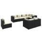Preview: 8-tlg. Garten-Lounge-Set mit Kissen Poly Rattan Schwarz