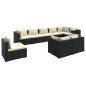 Preview: 9-tlg. Garten-Lounge-Set mit Kissen Poly Rattan Schwarz