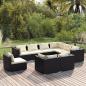 Preview: ARDEBO.de - 9-tlg. Garten-Lounge-Set mit Kissen Poly Rattan Schwarz