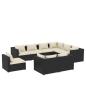 Preview: 9-tlg. Garten-Lounge-Set mit Kissen Poly Rattan Schwarz