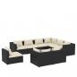 Preview: 9-tlg. Garten-Lounge-Set mit Kissen Poly Rattan Schwarz
