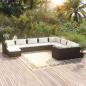 Preview: ARDEBO.de - 10-tlg. Garten-Lounge-Set mit Kissen Poly Rattan Schwarz