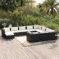 Preview: ARDEBO.de - 11-tlg. Garten-Lounge-Set mit Kissen Poly Rattan Schwarz