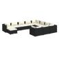 Preview: 11-tlg. Garten-Lounge-Set mit Kissen Poly Rattan Schwarz